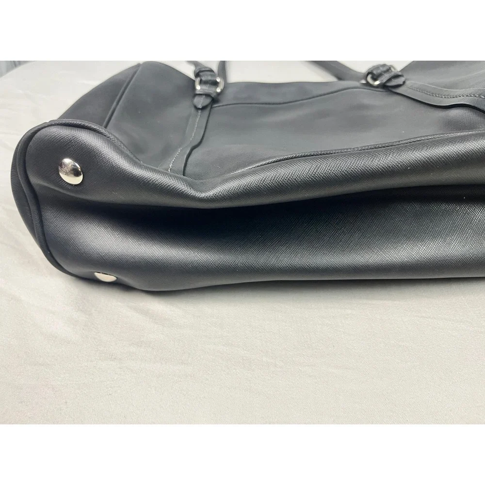 Coach Peyton Tote Black Saffiano Leather Shoulder Bag F25668 Silver Hardware